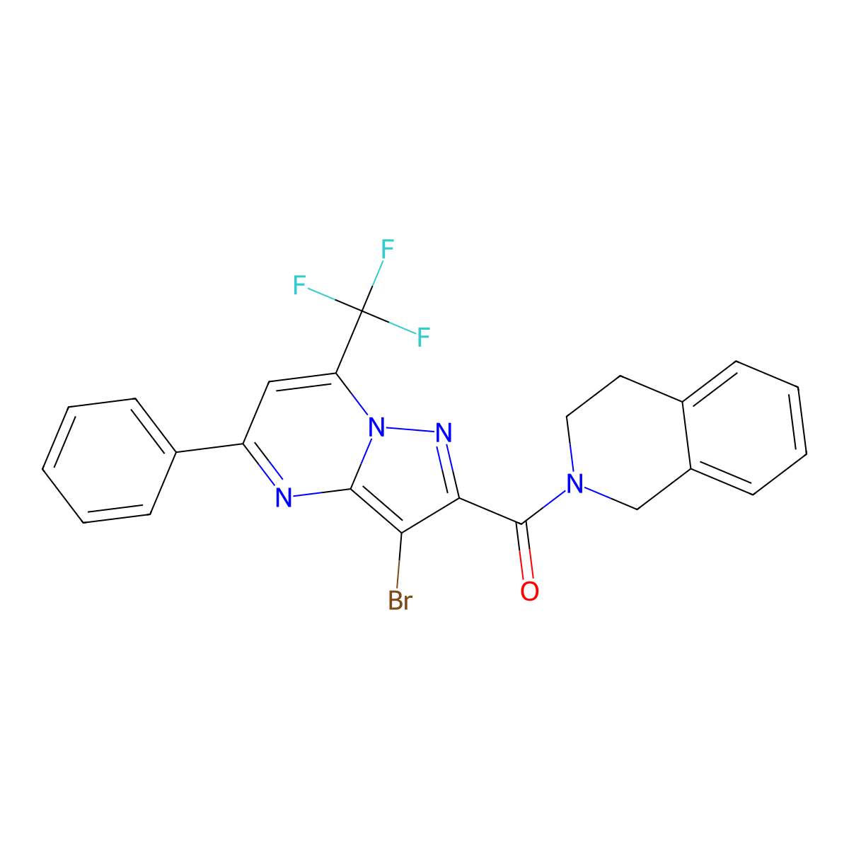 2-{[3-Bromo-5-phenyl-7-(trifluoromethyl)pyrazolo[1,5-a]pyrimidin-2-yl]carbonyl}-1,2,3,4-tetrahydroisoquinoline molecular structure, CAS 329078-33-3