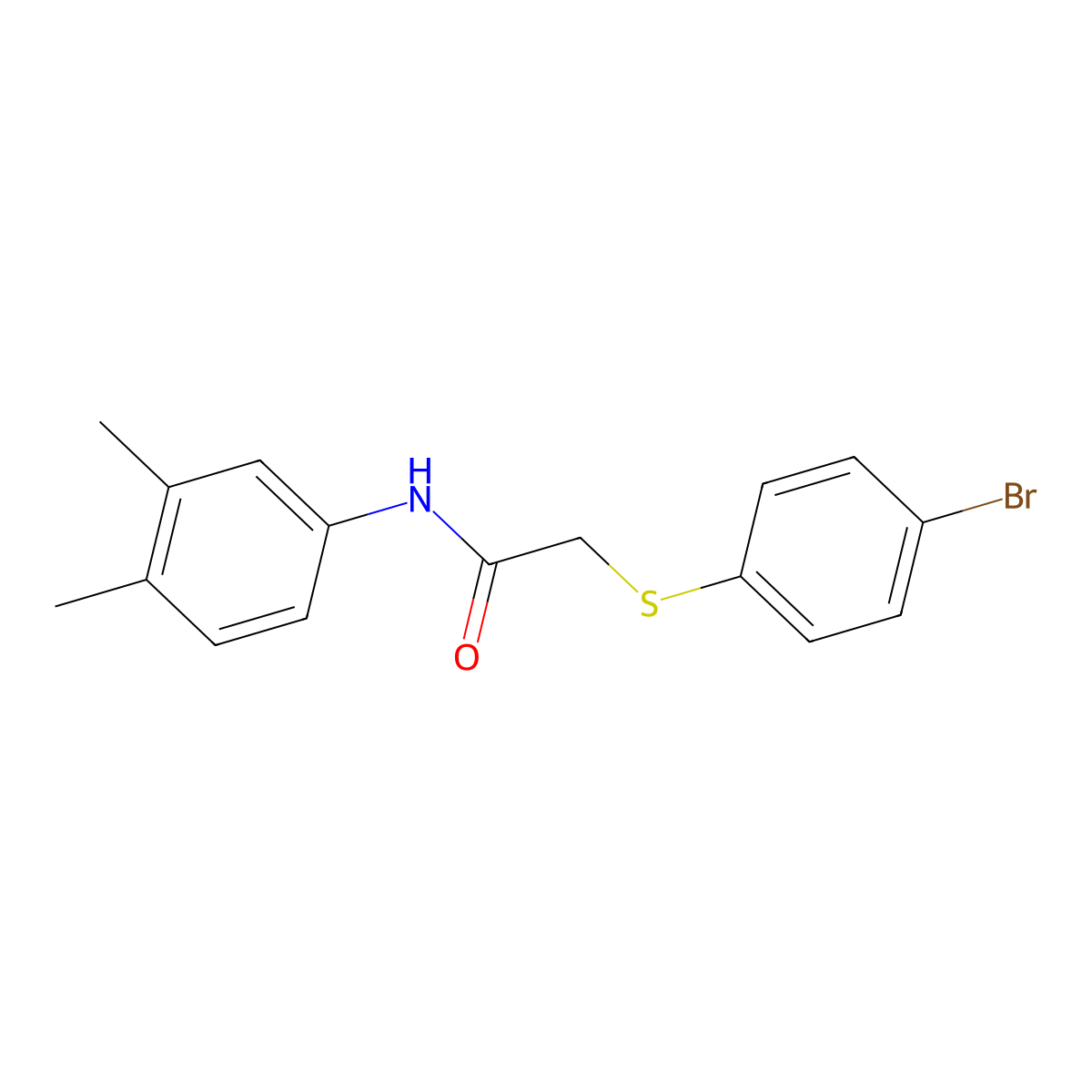 2-[(4-bromophenyl)sulfanyl]-N-(3,4-dimethylphenyl)acetamide molecular structure, CAS 329078-45-7