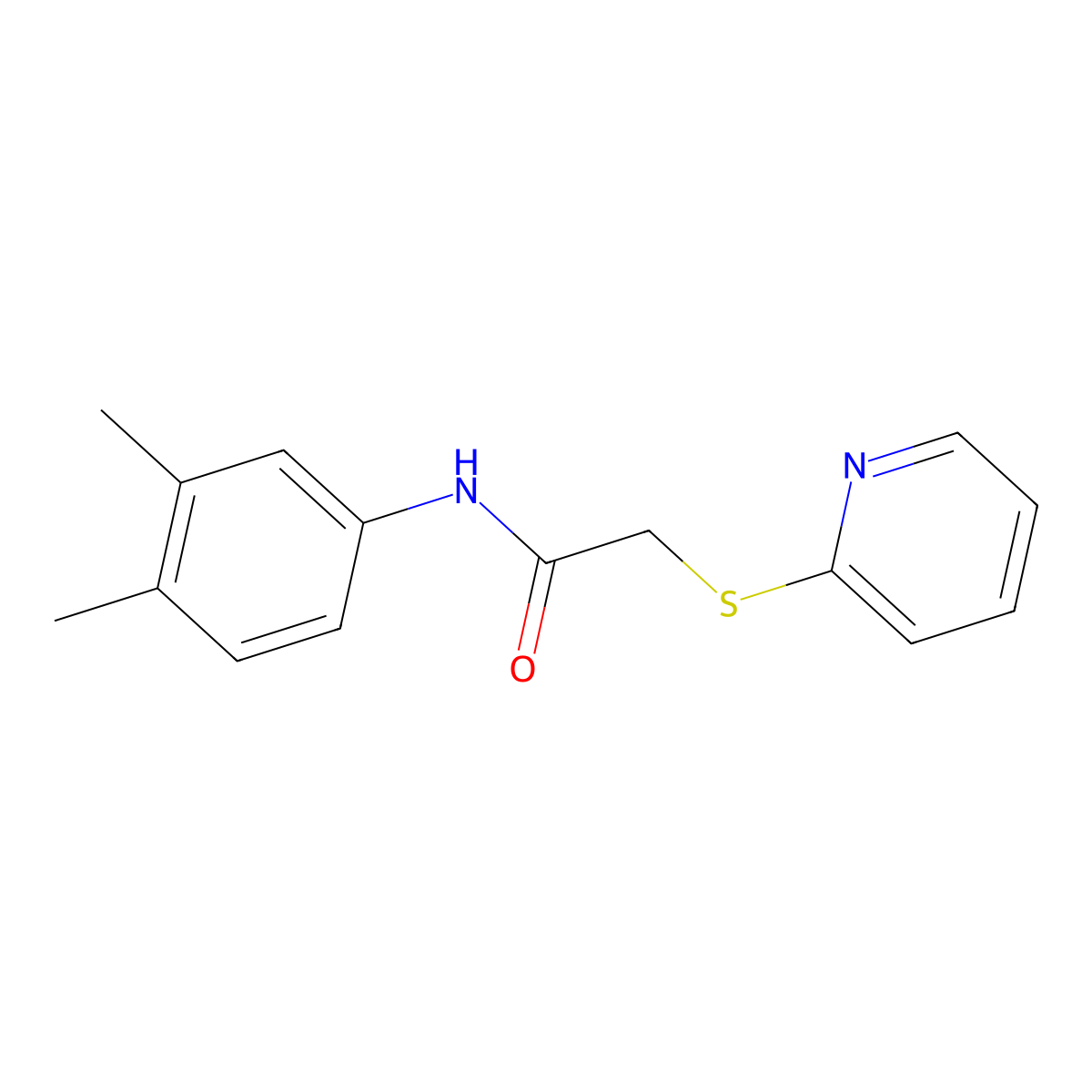 N-(3,4-dimethylphenyl)-2-(pyridin-2-ylsulfanyl)acetamide molecular structure, CAS 329078-46-8
