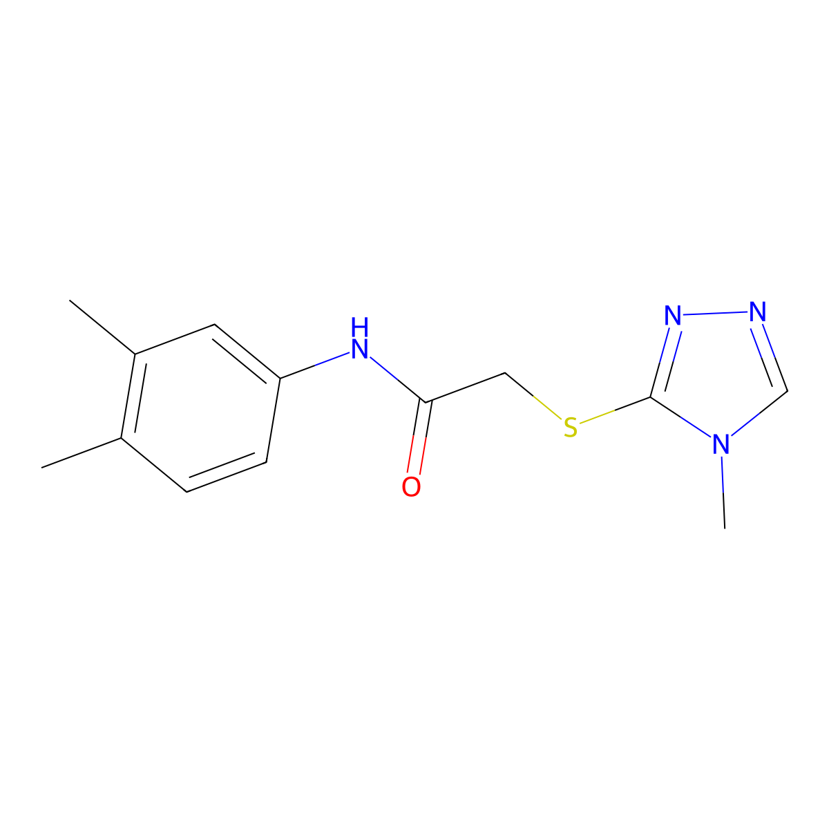 N-(3,4-dimethylphenyl)-2-[(4-methyl-4H-1,2,4-triazol-3-yl)sulfanyl]acetamide molecular structure, CAS 329078-48-0