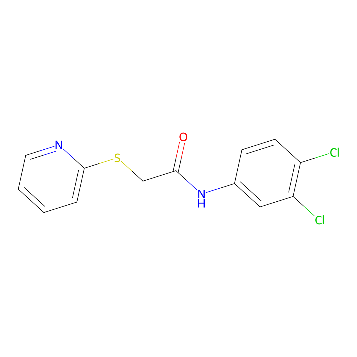 N-(3,4-dichlorophenyl)-2-(pyridin-2-ylsulfanyl)acetamide molecular structure, CAS 329078-55-9