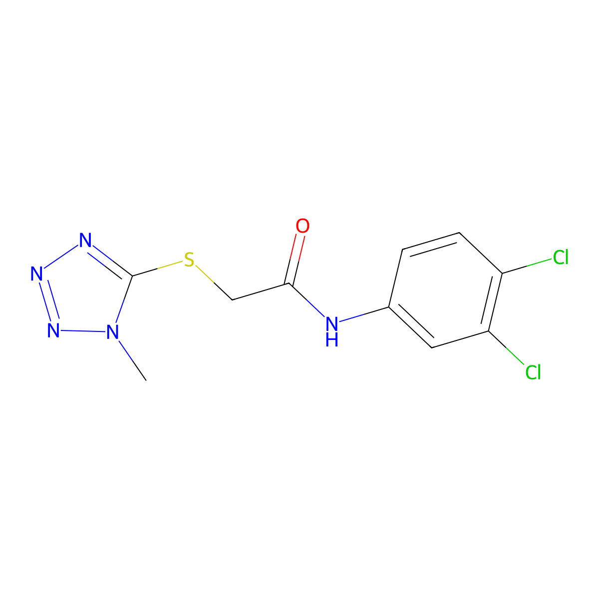 N-(3,4-dichlorophenyl)-2-[(1-methyl-1H-1,2,3,4-tetrazol-5-yl)sulfanyl]acetamide molecular structure, CAS 329078-59-3