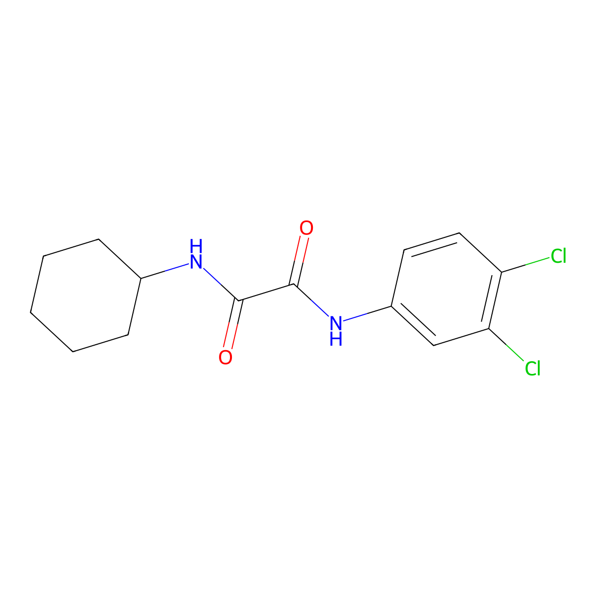 N-cyclohexyl-N'-(3,4-dichlorophenyl)oxamide molecular structure, CAS 329078-61-7