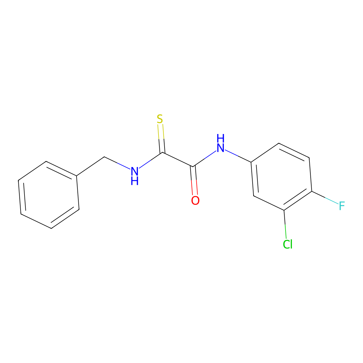 2-(benzylamino)-N-(3-chloro-4-fluorophenyl)-2-sulfanylideneacetamide molecular structure, CAS 329078-64-0