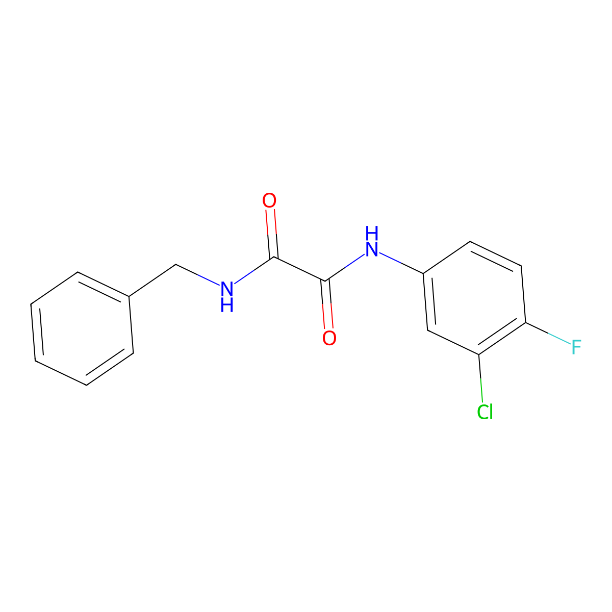 N-benzyl-N'-(3-chloro-4-fluorophenyl)oxamide molecular structure, CAS 329078-66-2