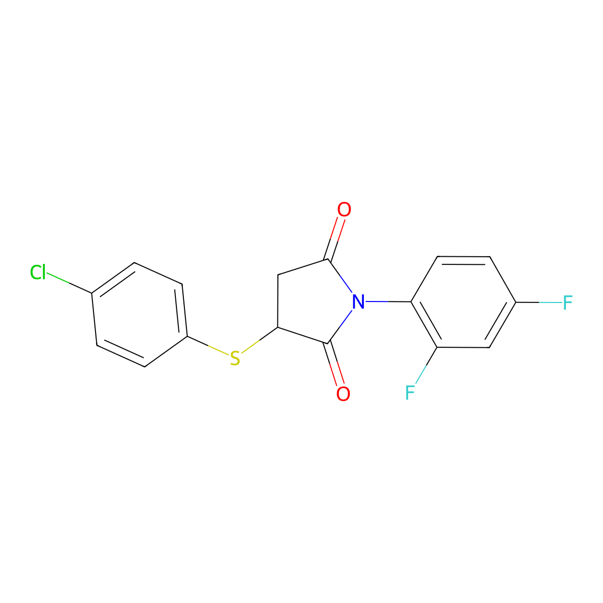 3-[(4-Chlorophenyl)sulfanyl]-1-(2,4-difluorophenyl)pyrrolidine-2,5-dione molecular structure, CAS 329078-67-3