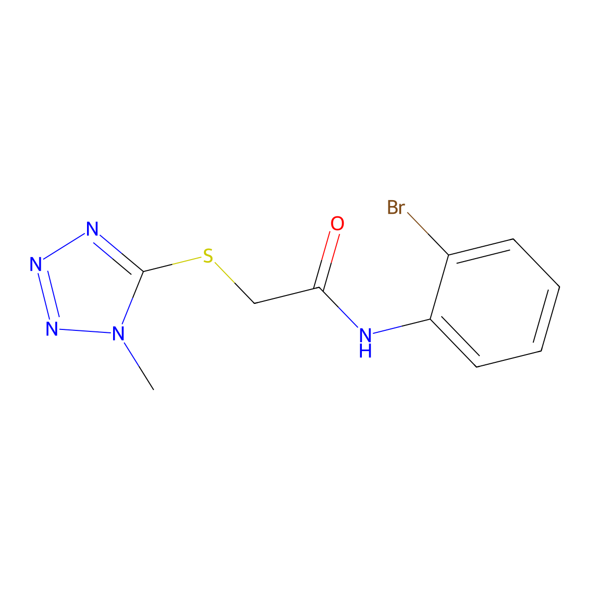 N-(2-bromophenyl)-2-[(1-methyl-1H-1,2,3,4-tetrazol-5-yl)sulfanyl]acetamide molecular structure, CAS 329078-69-5