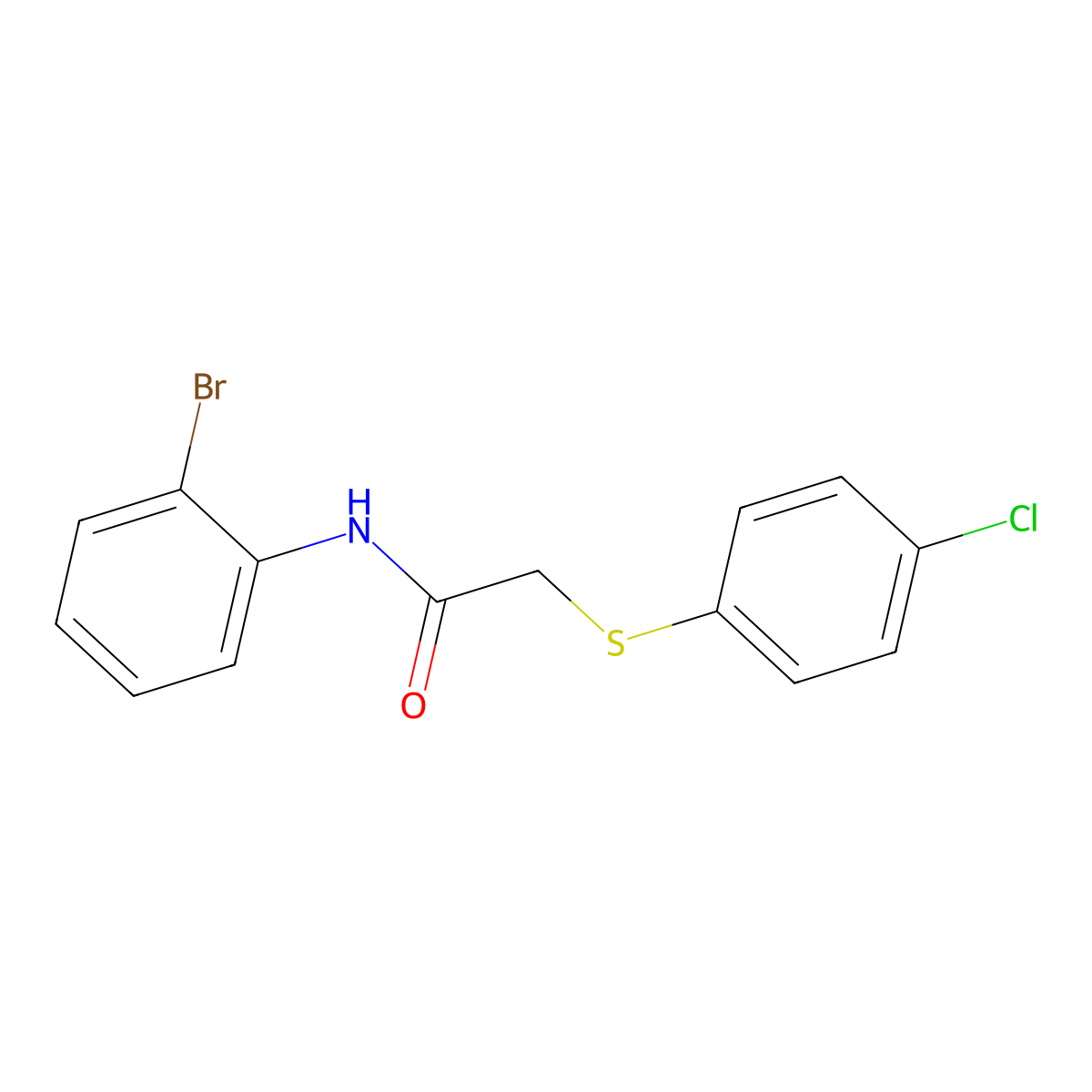 N-(2-bromophenyl)-2-[(4-chlorophenyl)sulfanyl]acetamide molecular structure, CAS 329078-71-9