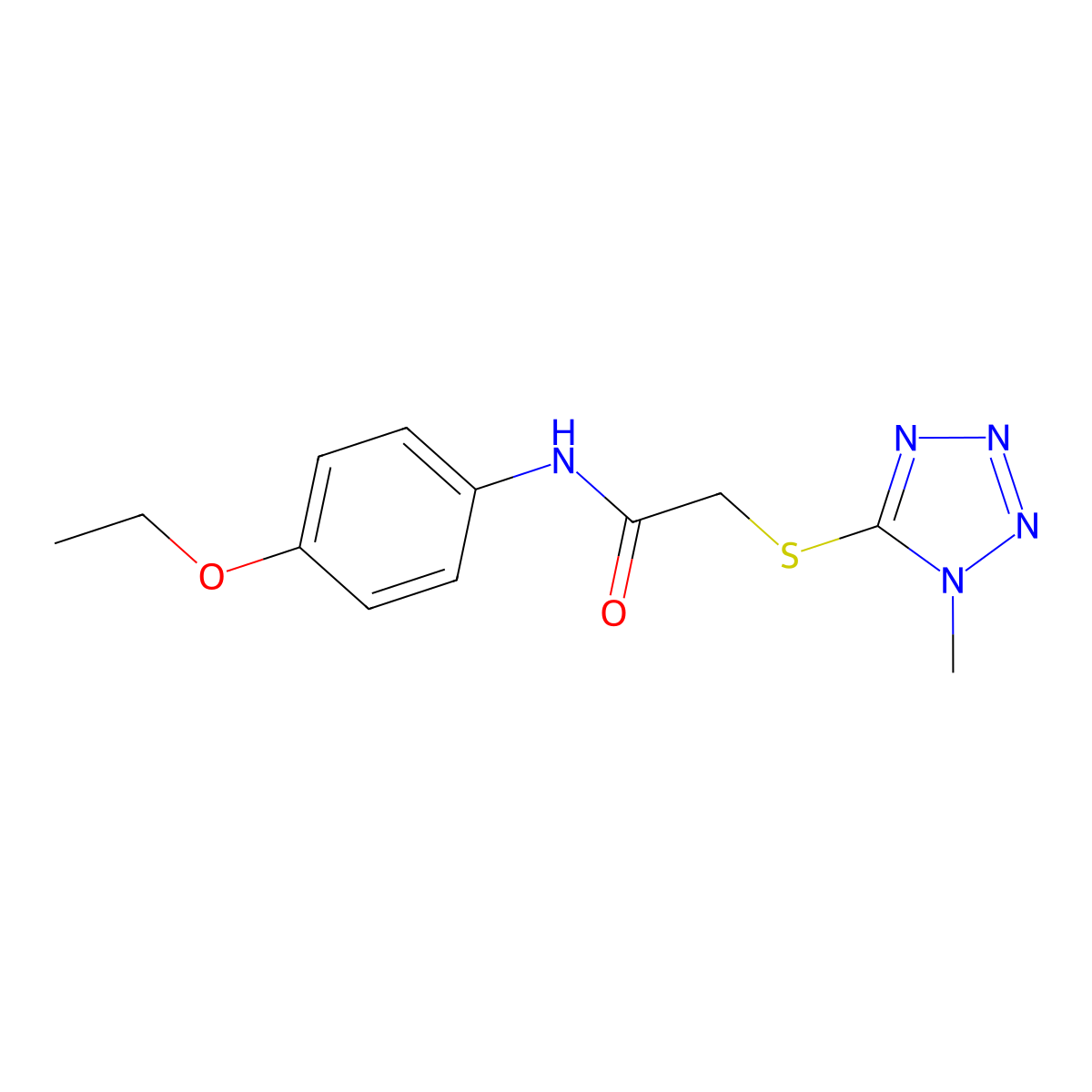N-(4-ethoxyphenyl)-2-[(1-methyl-1H-1,2,3,4-tetrazol-5-yl)sulfanyl]acetamide molecular structure, CAS 329078-77-5