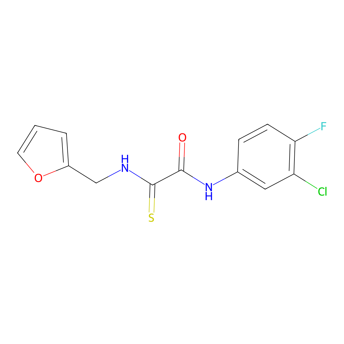 N-(3-chloro-4-fluorophenyl)-2-[(2-furylmethyl)amino]-2-thioxoacetamide molecular structure, CAS 329078-84-4
