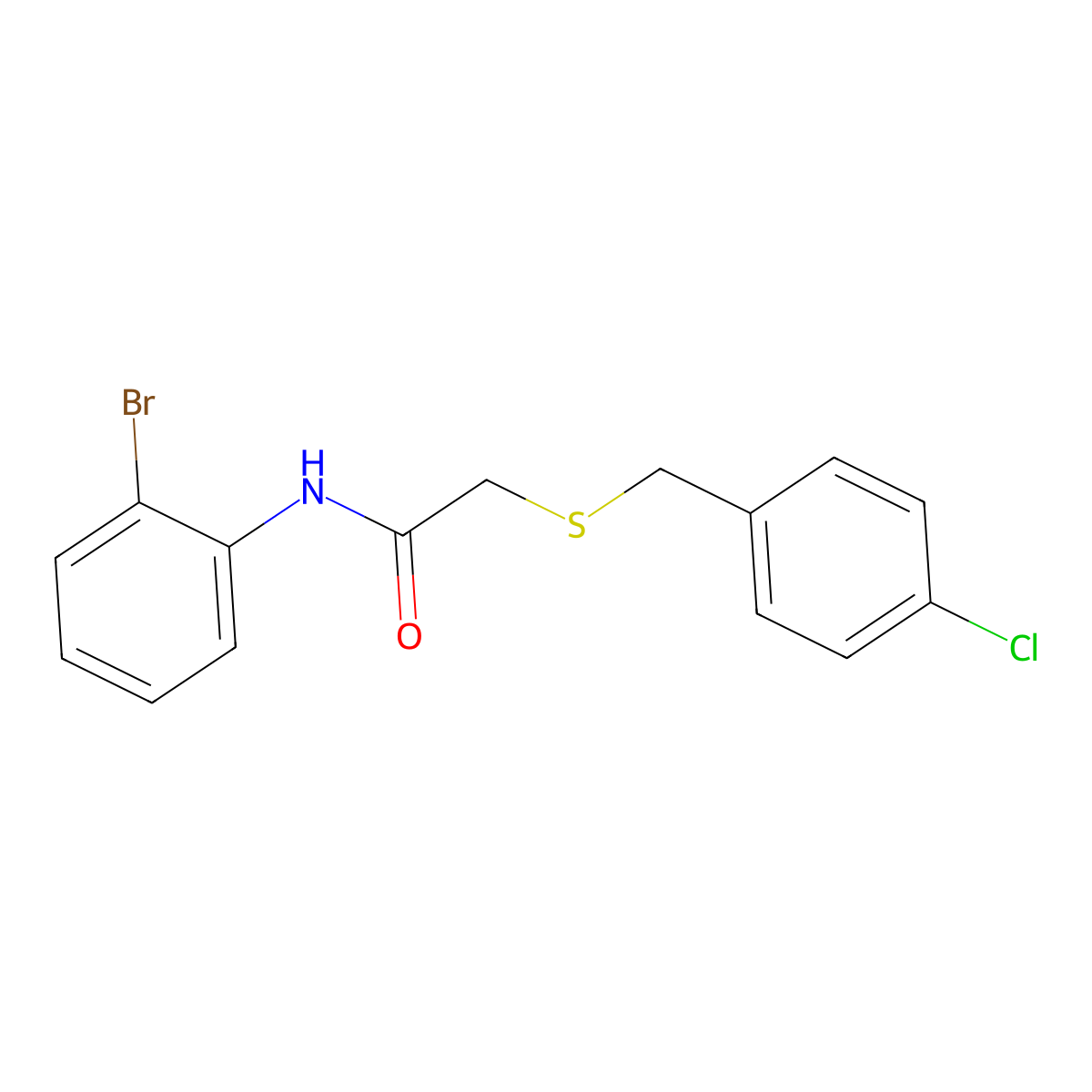 N-(2-bromophenyl)-2-[(4-chlorobenzyl)sulfanyl]acetamide molecular structure, CAS 329078-88-8