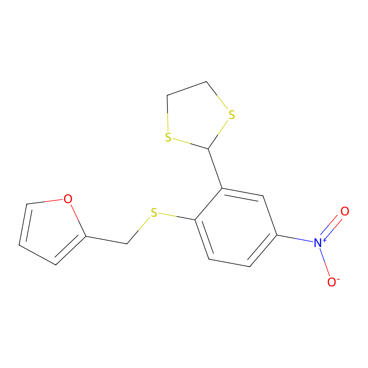2-({[2-(1,3-Dithiolan-2-yl)-4-nitrophenyl]sulfanyl}methyl)furan molecular structure, CAS 329078-96-8