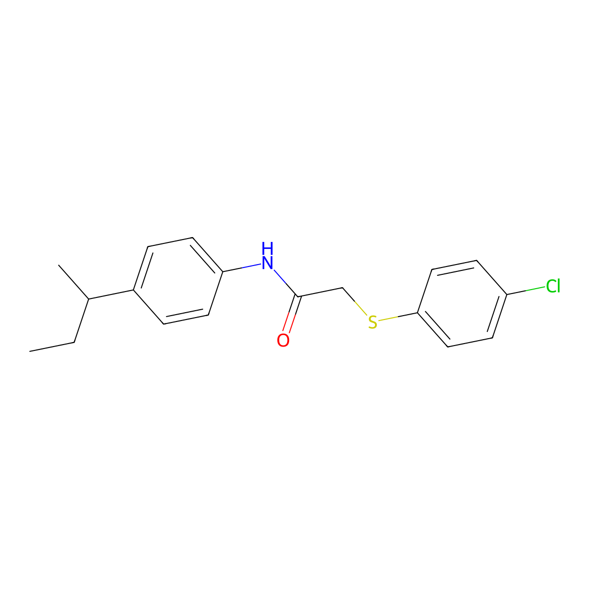 N-[4-(butan-2-yl)phenyl]-2-[(4-chlorophenyl)sulfanyl]acetamide molecular structure, CAS 329079-03-0
