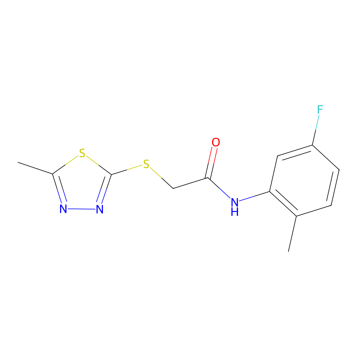 N-(5-fluoro-2-methylphenyl)-2-[(5-methyl-1,3,4-thiadiazol-2-yl)sulfanyl]acetamide molecular structure, CAS 329079-09-6
