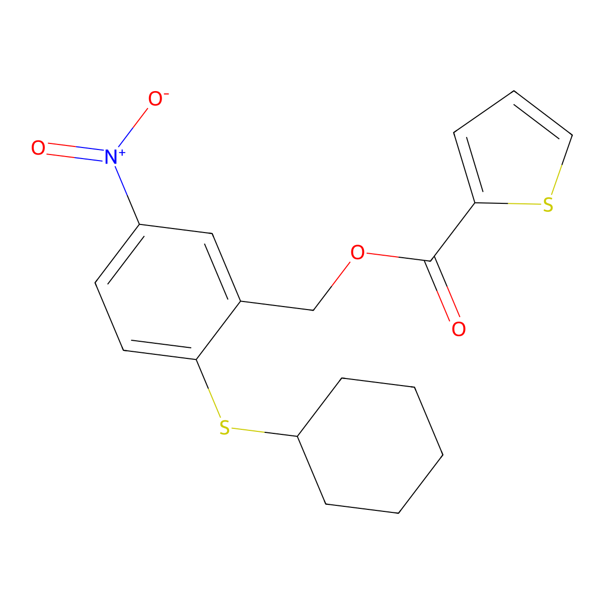 2-(Cyclohexylsulfanyl)-5-nitrobenzyl 2-thiophenecarboxylate molecular structure, CAS 329079-11-0