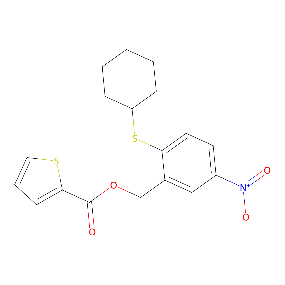 2-(Cyclohexylsulfanyl)-5-nitrobenzyl 2-thiophenecarboxylate molecular structure, CAS 329079-11-0
