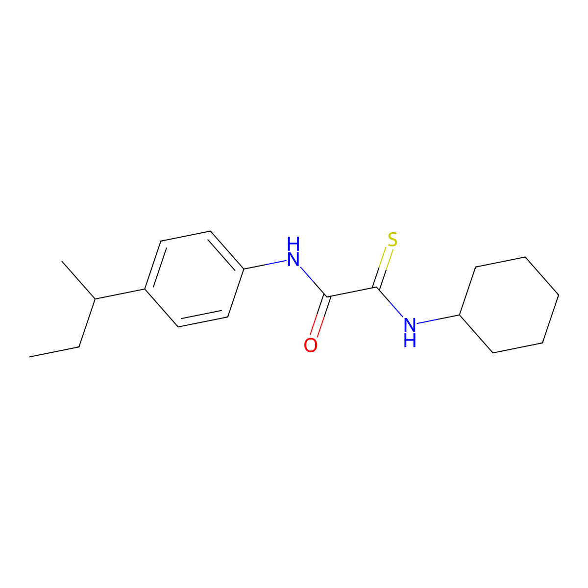 N-(4-butan-2-ylphenyl)-2-(cyclohexylamino)-2-sulfanylideneacetamide molecular structure, CAS 329079-15-4