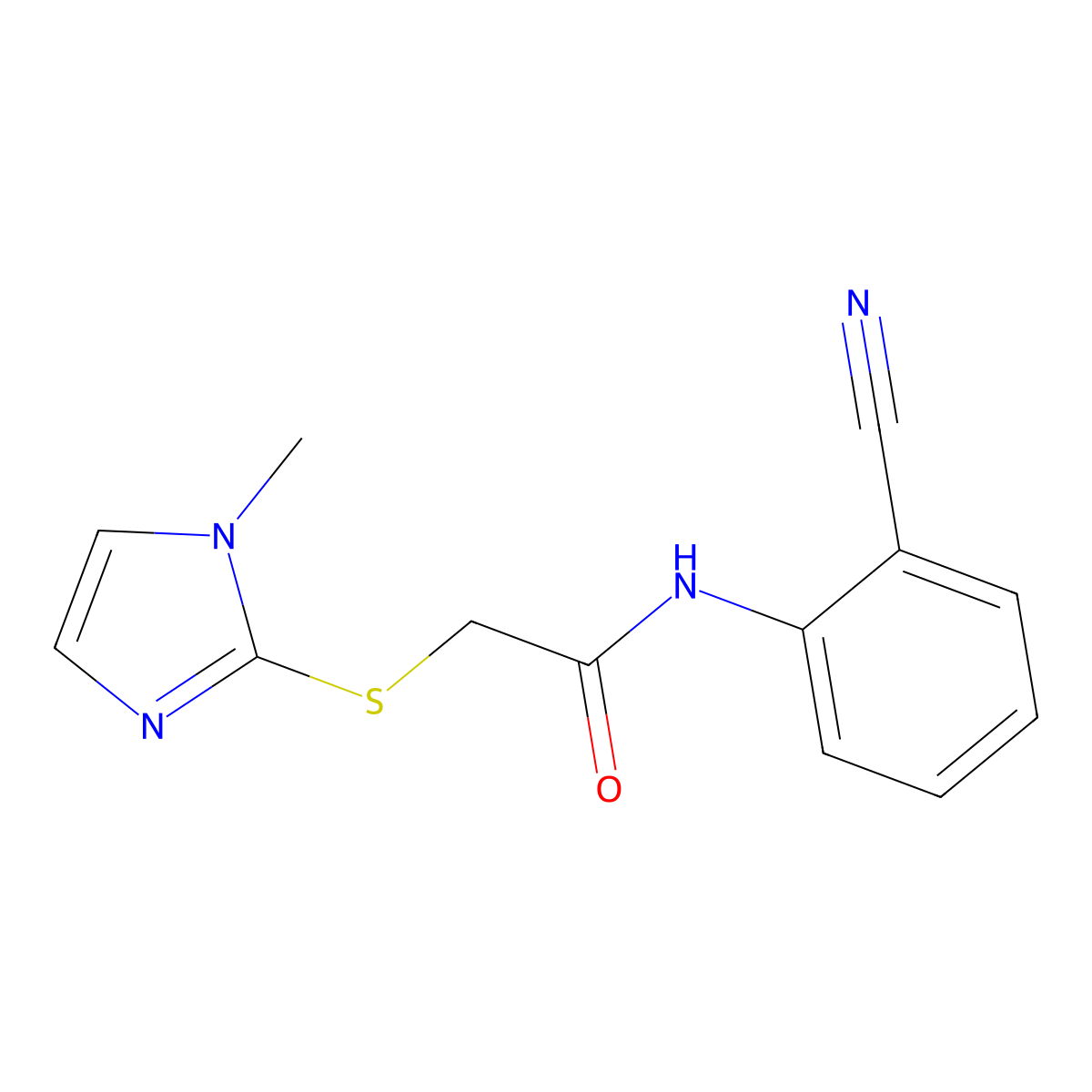 N-(2-cyanophenyl)-2-[(1-methyl-1H-imidazol-2-yl)sulfanyl]acetamide molecular structure, CAS 329079-20-1