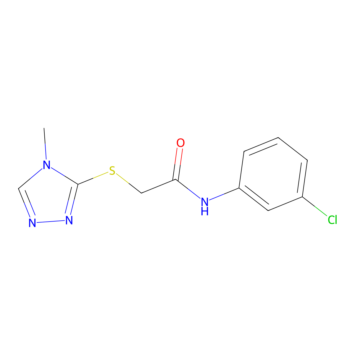N-(3-chlorophenyl)-2-[(4-methyl-4H-1,2,4-triazol-3-yl)sulfanyl]acetamide molecular structure, CAS 329079-25-6