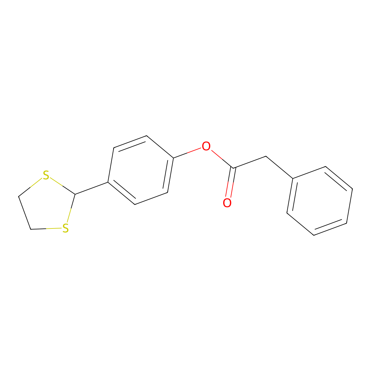 4-(1,3-Dithiolan-2-yl)phenyl 2-phenylacetate molecular structure, CAS 329079-36-9