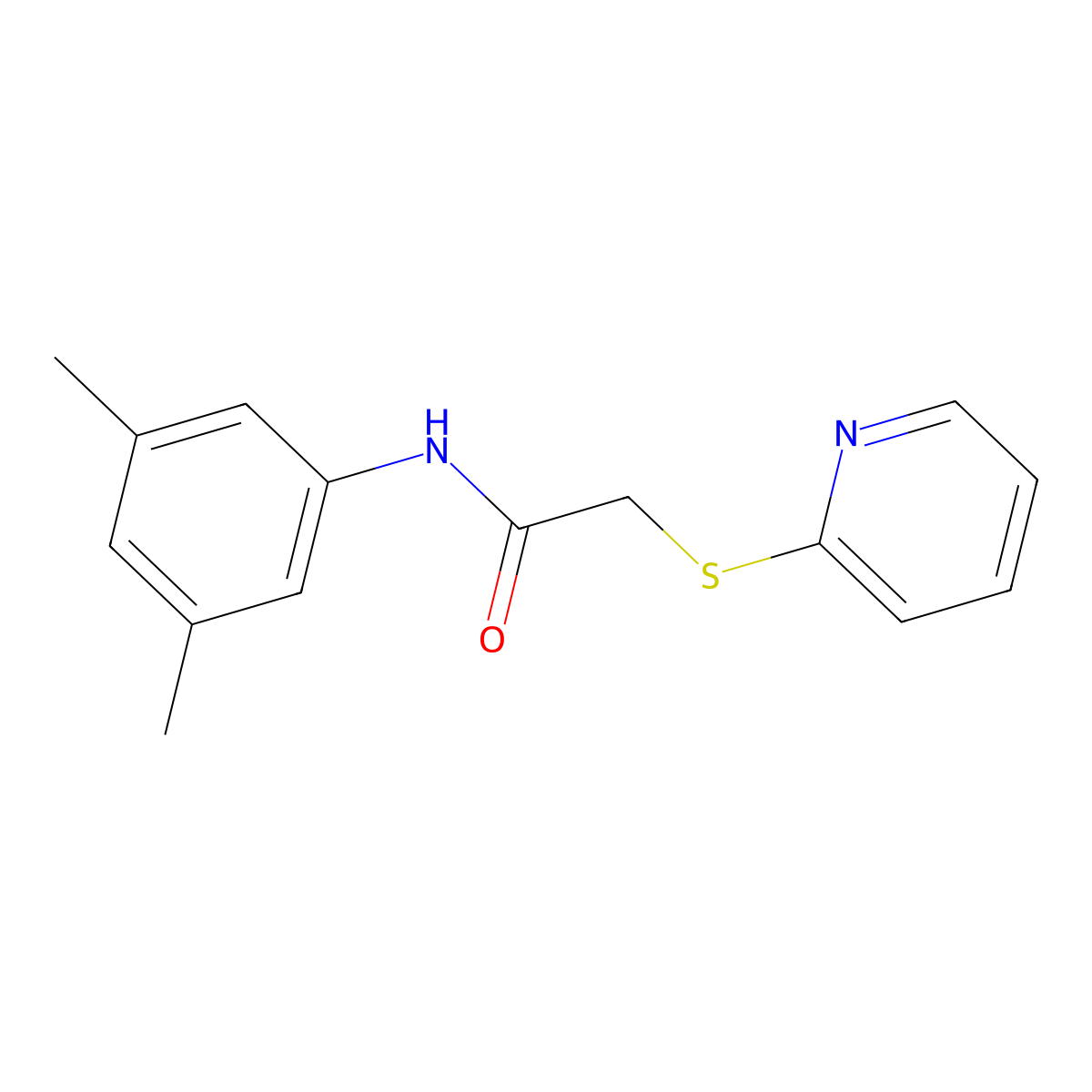N-(3,5-dimethylphenyl)-2-(2-pyridylthio)acetamide molecular structure, CAS 329079-45-0