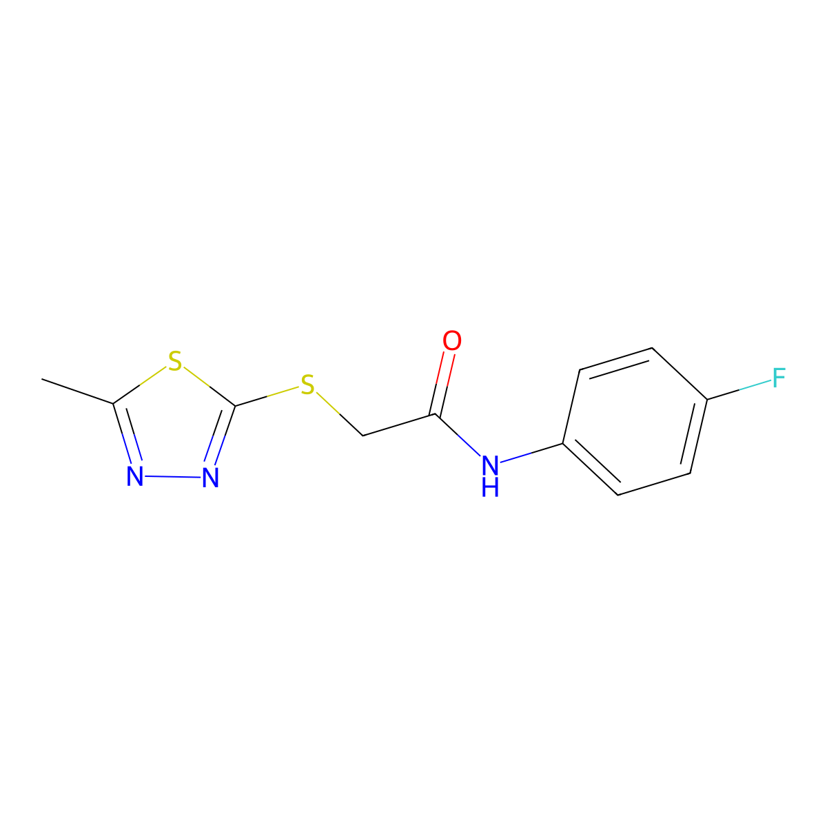 N-(4-fluorophenyl)-2-[(5-methyl-1,3,4-thiadiazol-2-yl)sulfanyl]acetamide molecular structure, CAS 329079-49-4