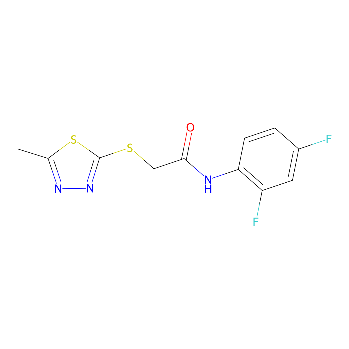 N-(2,4-difluorophenyl)-2-[(5-methyl-1,3,4-thiadiazol-2-yl)sulfanyl]acetamide molecular structure, CAS 329079-52-9