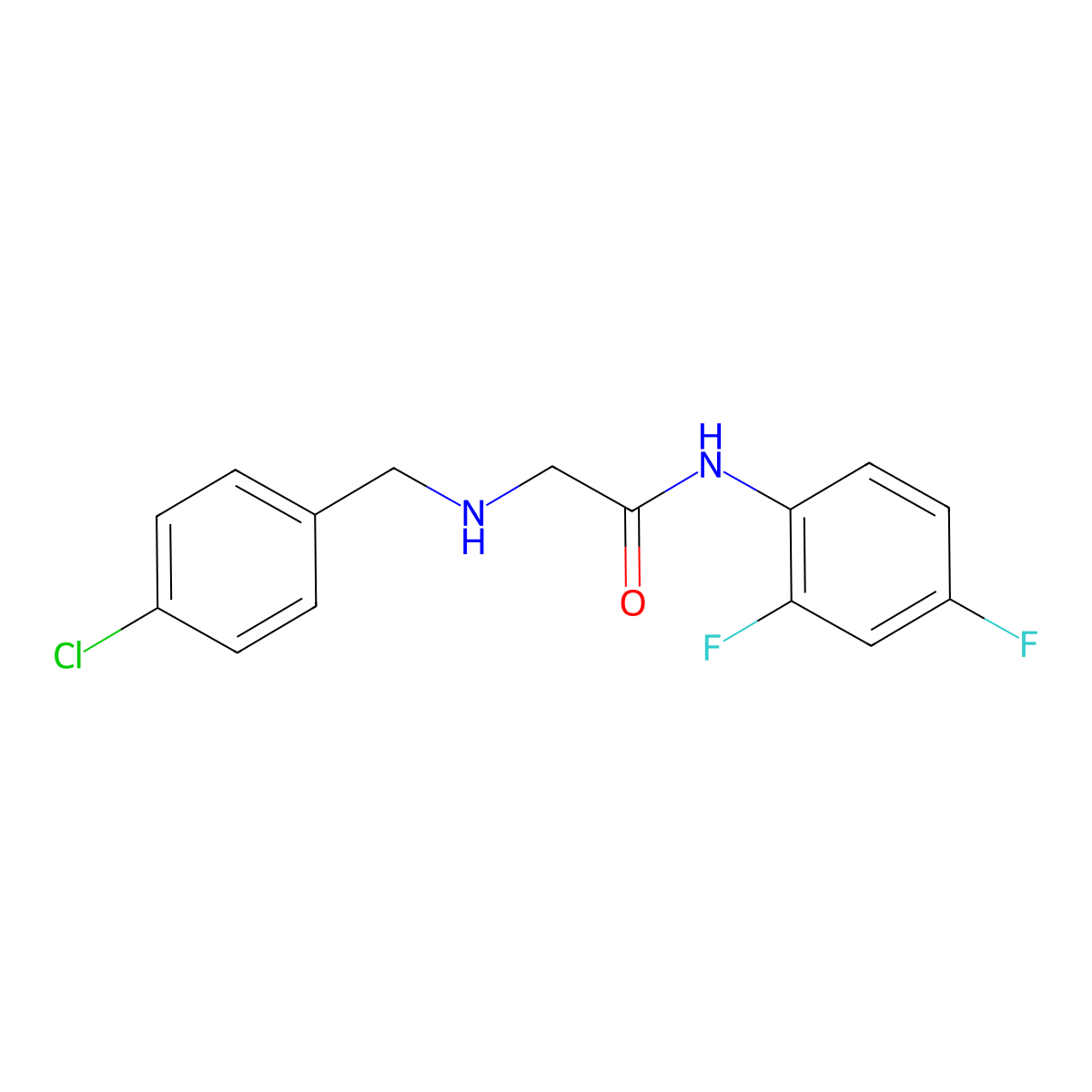 2-[(4-chlorophenyl)methylamino]-N-(2,4-difluorophenyl)acetamide molecular structure, CAS 329079-53-0