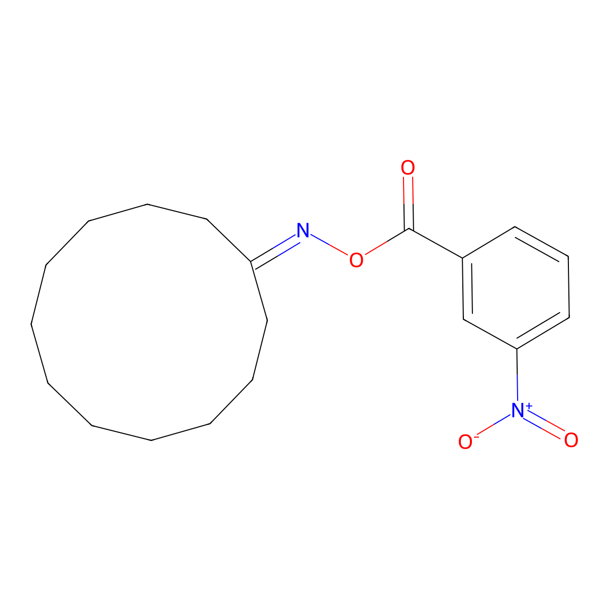 1-{[(3-Nitrobenzoyl)oxy]imino}cyclododecane molecular structure, CAS 329079-54-1