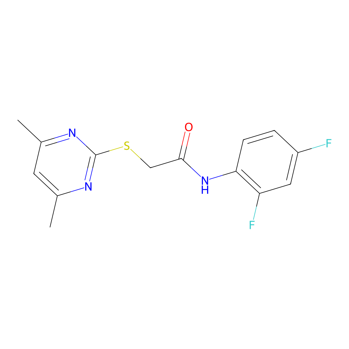 N-(2,4-difluorophenyl)-2-[(4,6-dimethyl-2-pyrimidinyl)sulfanyl]acetamide molecular structure, CAS 329079-56-3