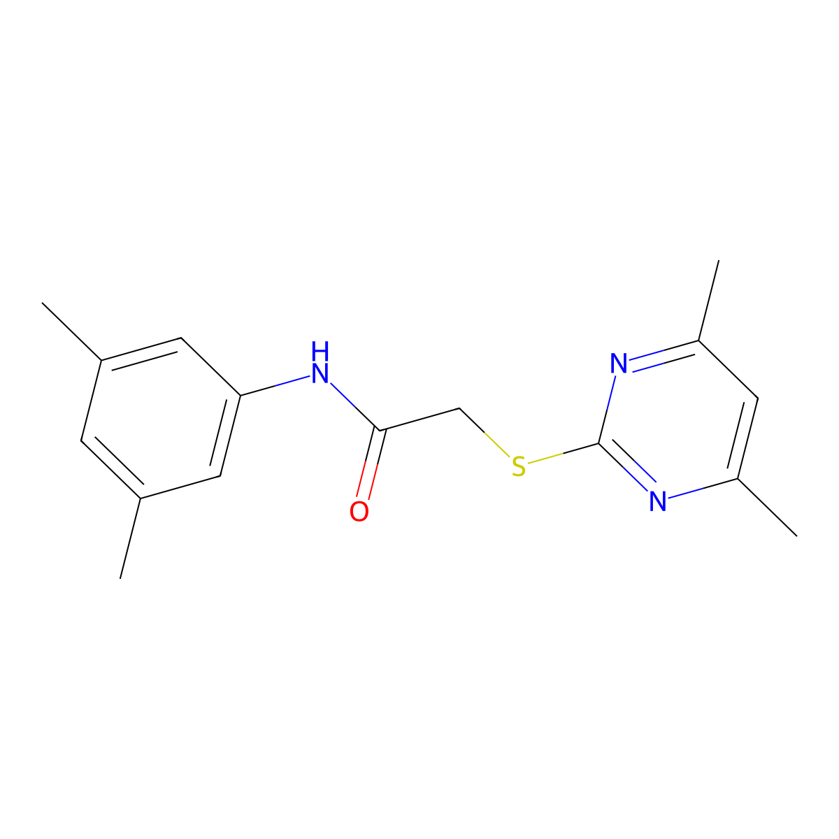 N-(3,5-Dimethylphenyl)-2-((4,6-dimethylpyrimidin-2-yl)thio)acetamide molecular structure, CAS 329079-57-4
