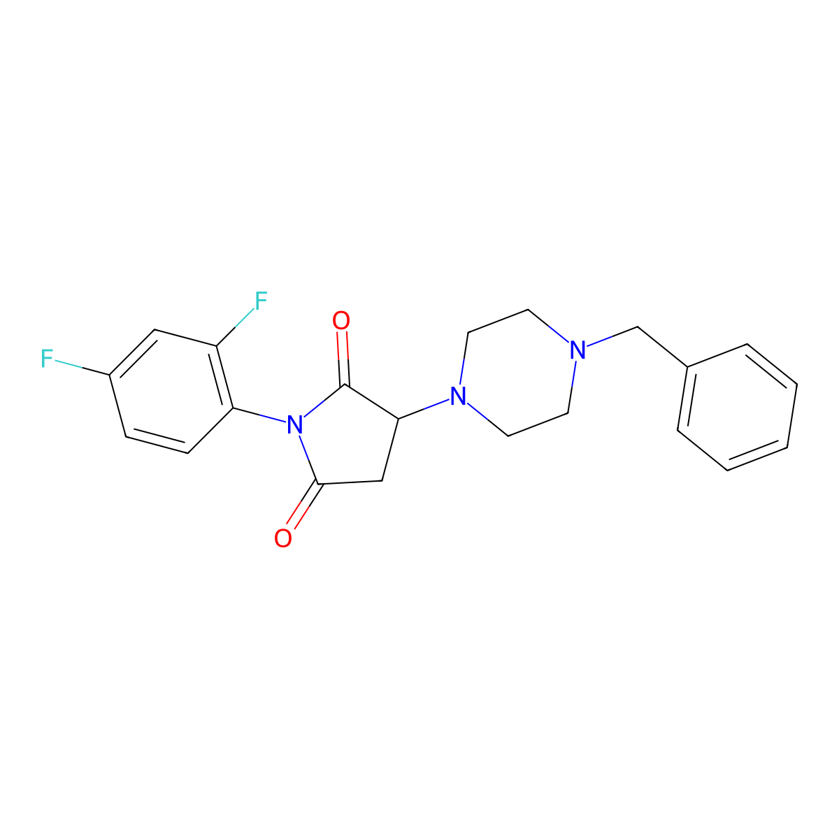 3-(4-Benzylpiperazin-1-yl)-1-(2,4-difluorophenyl)pyrrolidine-2,5-dione molecular structure, CAS 329079-59-6