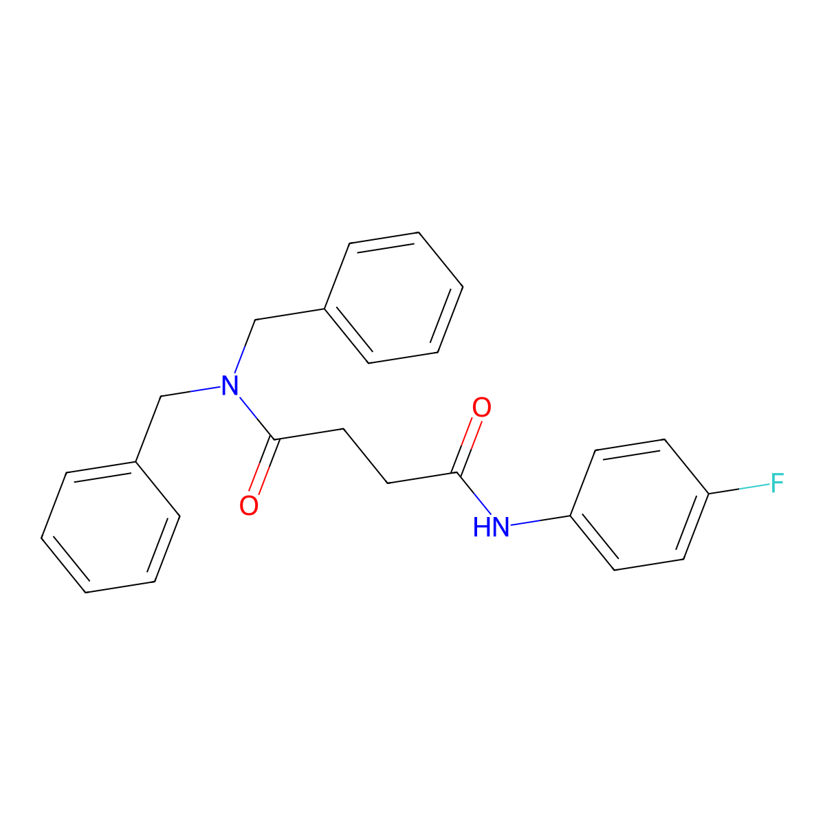 N',N'-dibenzyl-N-(4-fluorophenyl)butanediamide molecular structure, CAS 329079-62-1