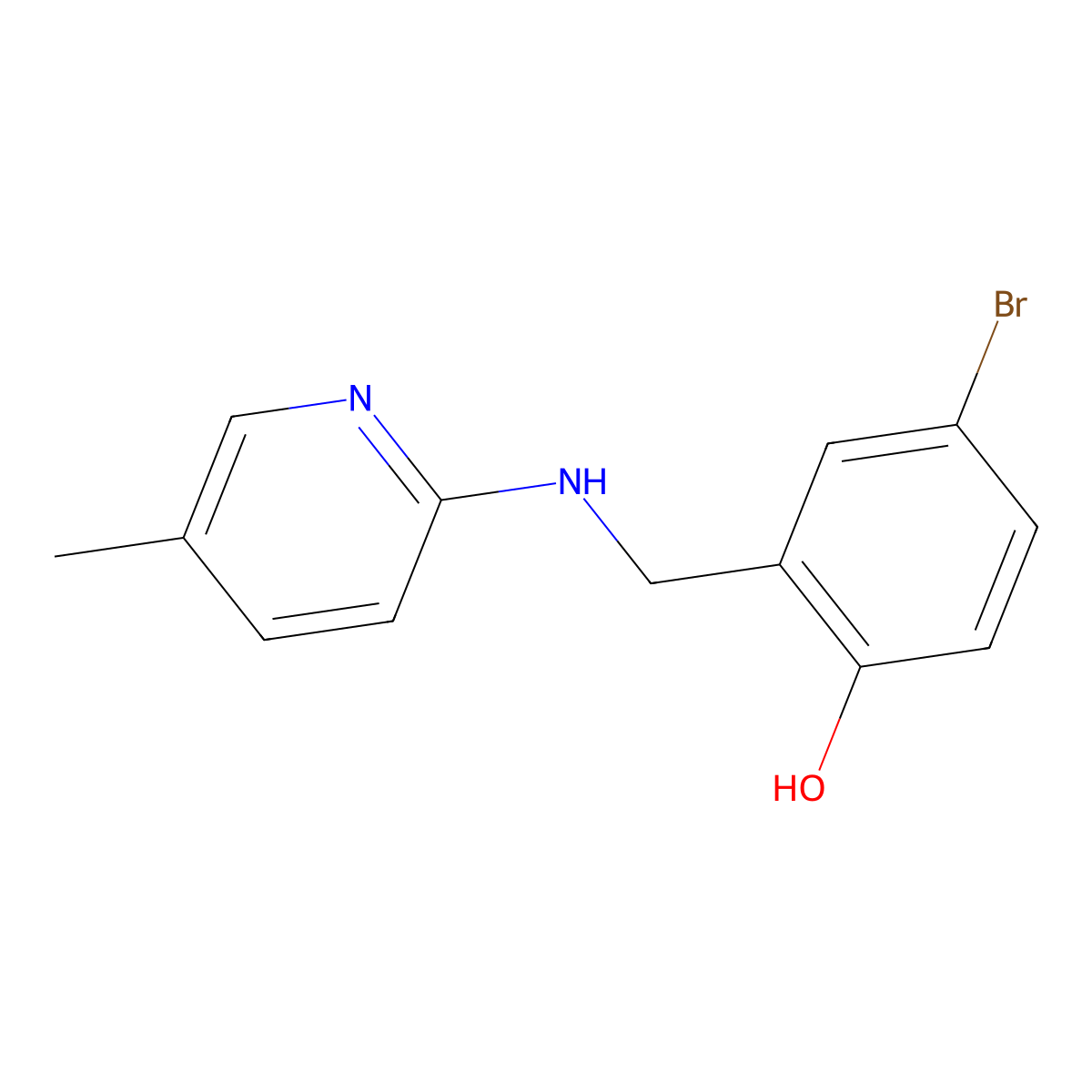 4-Bromo-2-{[(5-methylpyridin-2-yl)amino]methyl}phenol molecular structure, CAS 329079-64-3