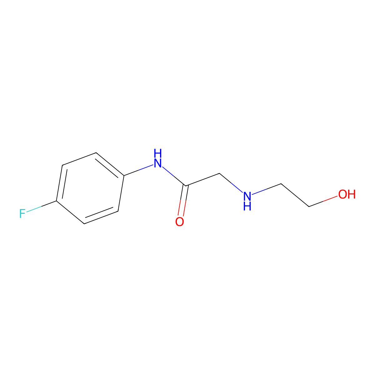 N-(4-fluorophenyl)-2-(2-hydroxyethylamino)acetamide molecular structure, CAS 329079-68-7