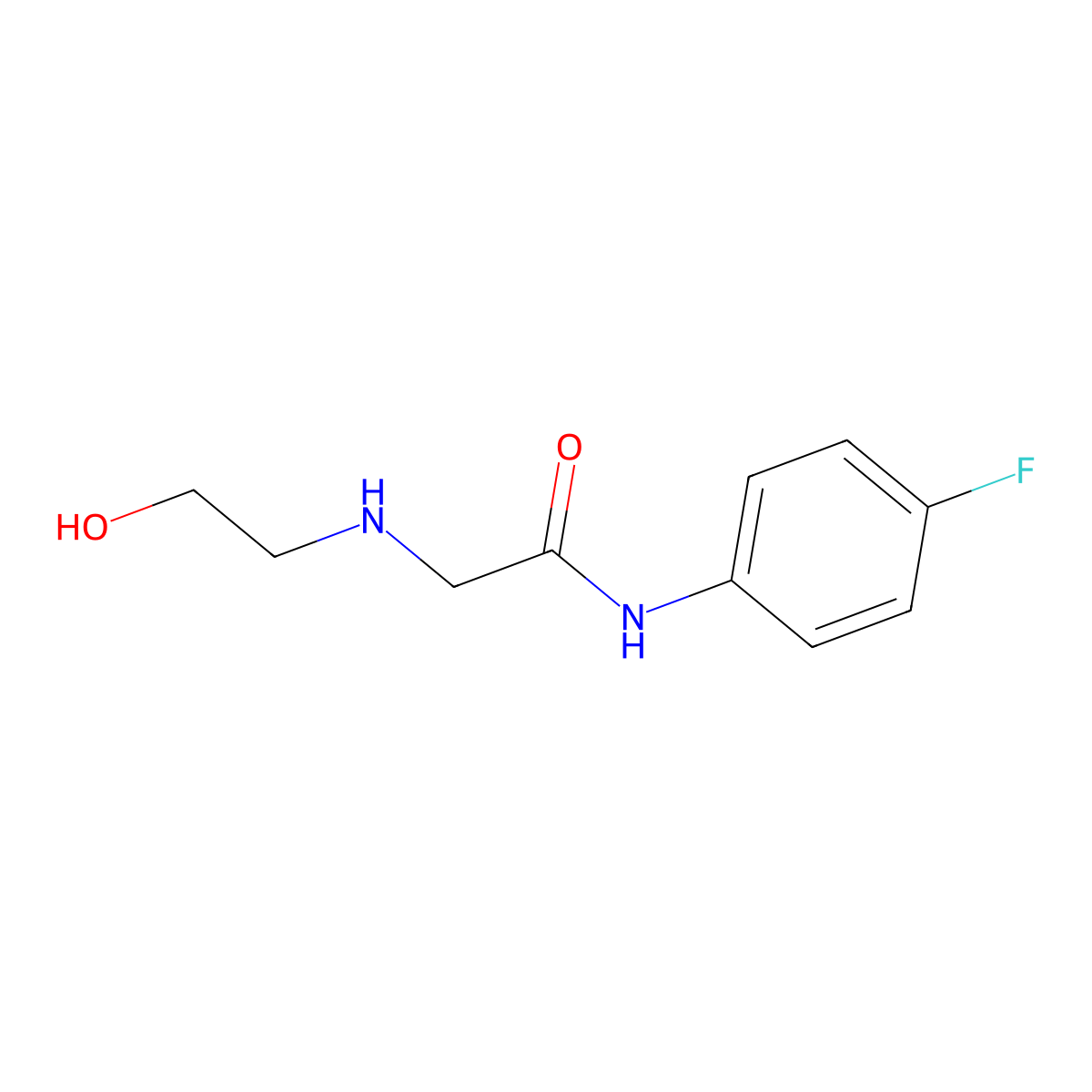 N-(4-fluorophenyl)-2-(2-hydroxyethylamino)acetamide molecular structure, CAS 329079-68-7