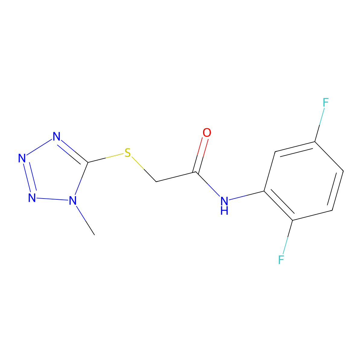 N-(2,5-difluorophenyl)-2-[(1-methyl-1H-1,2,3,4-tetrazol-5-yl)sulfanyl]acetamide molecular structure, CAS 329079-75-6