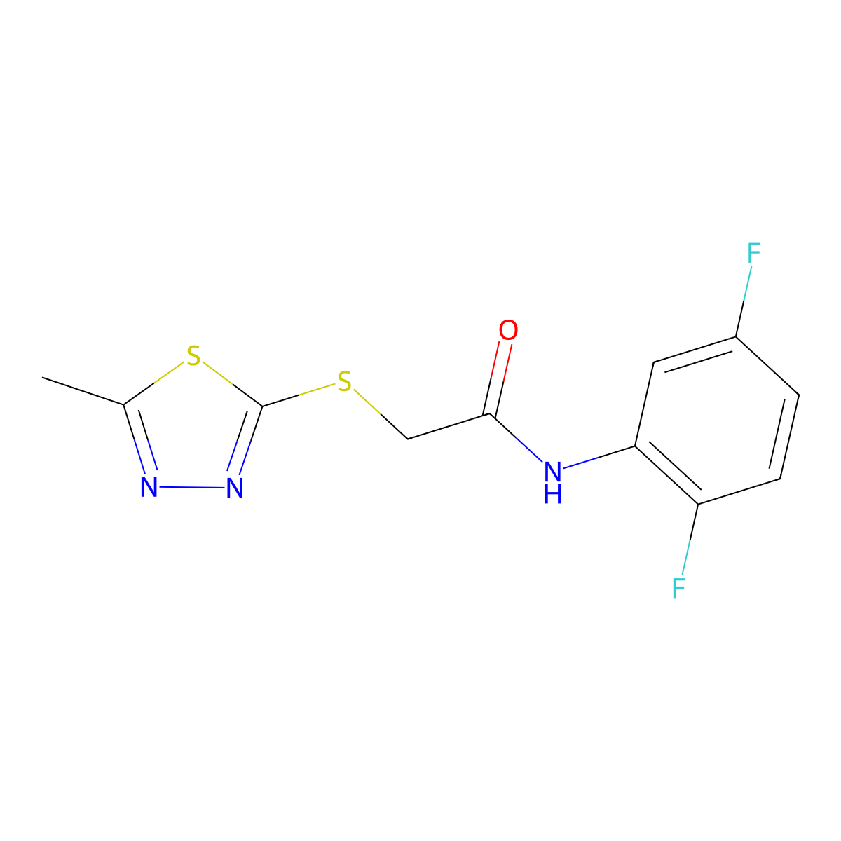 N-(2,5-difluorophenyl)-2-[(5-methyl-1,3,4-thiadiazol-2-yl)sulfanyl]acetamide molecular structure, CAS 329079-77-8