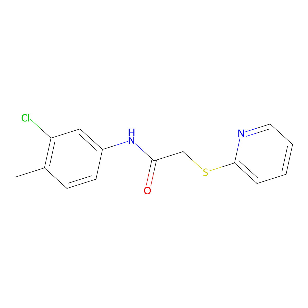 N-(3-chloro-4-methylphenyl)-2-(2-pyridinylsulfanyl)acetamide molecular structure, CAS 329079-86-9