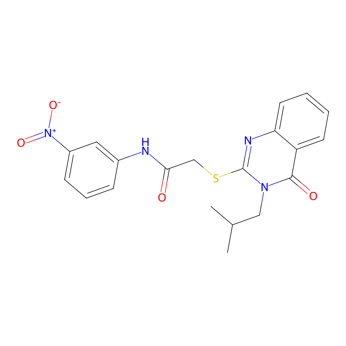 2-{[3-(2-methylpropyl)-4-oxo-3,4-dihydroquinazolin-2-yl]sulfanyl}-N-(3-nitrophenyl)acetamide molecular structure, CAS 329079-87-0