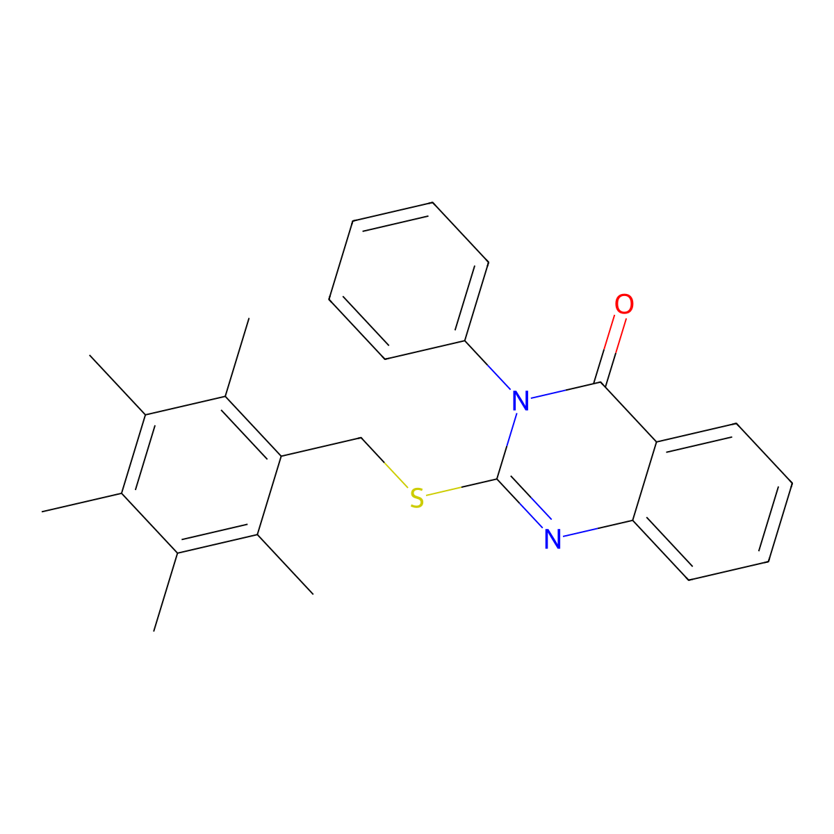 2-{[(2,3,4,5,6-Pentamethylphenyl)methyl]sulfanyl}-3-phenyl-3,4-dihydroquinazolin-4-one molecular structure, CAS 329079-90-5