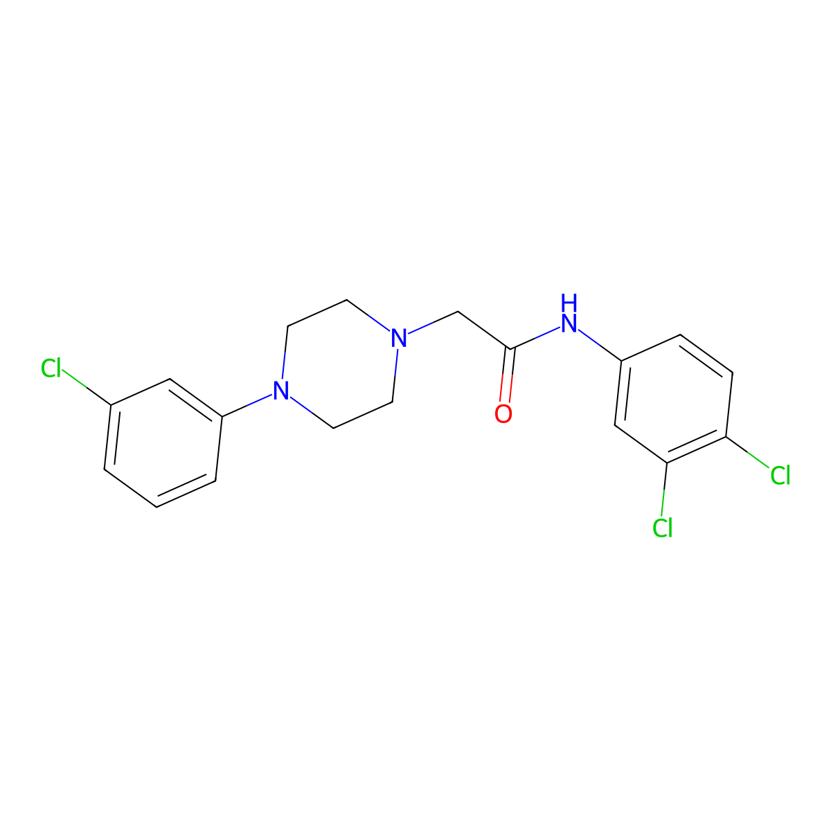 2-[4-(3-chlorophenyl)piperazin-1-yl]-N-(3,4-dichlorophenyl)acetamide molecular structure, CAS 329079-92-7