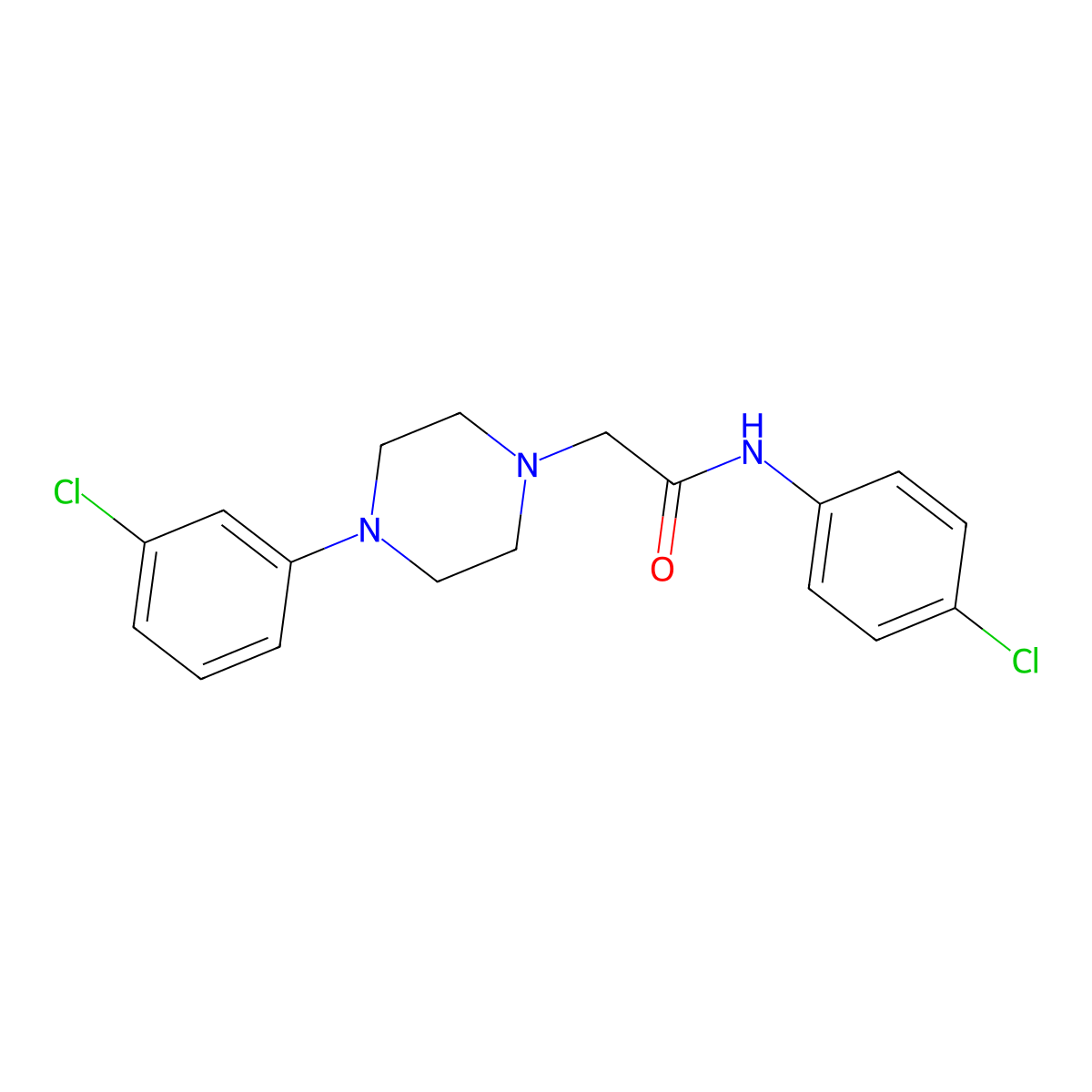 N-(4-chlorophenyl)-2-[4-(3-chlorophenyl)piperazin-1-yl]acetamide molecular structure, CAS 329079-94-9