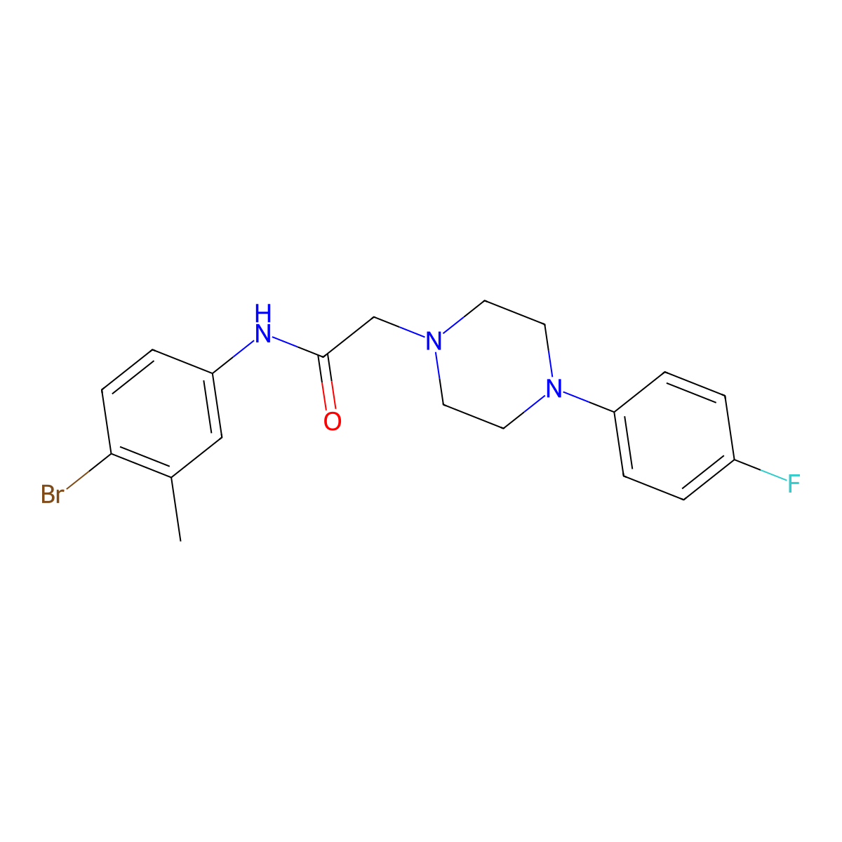 N-(4-bromo-3-methylphenyl)-2-[4-(4-fluorophenyl)piperazin-1-yl]acetamide molecular structure, CAS 329079-96-1