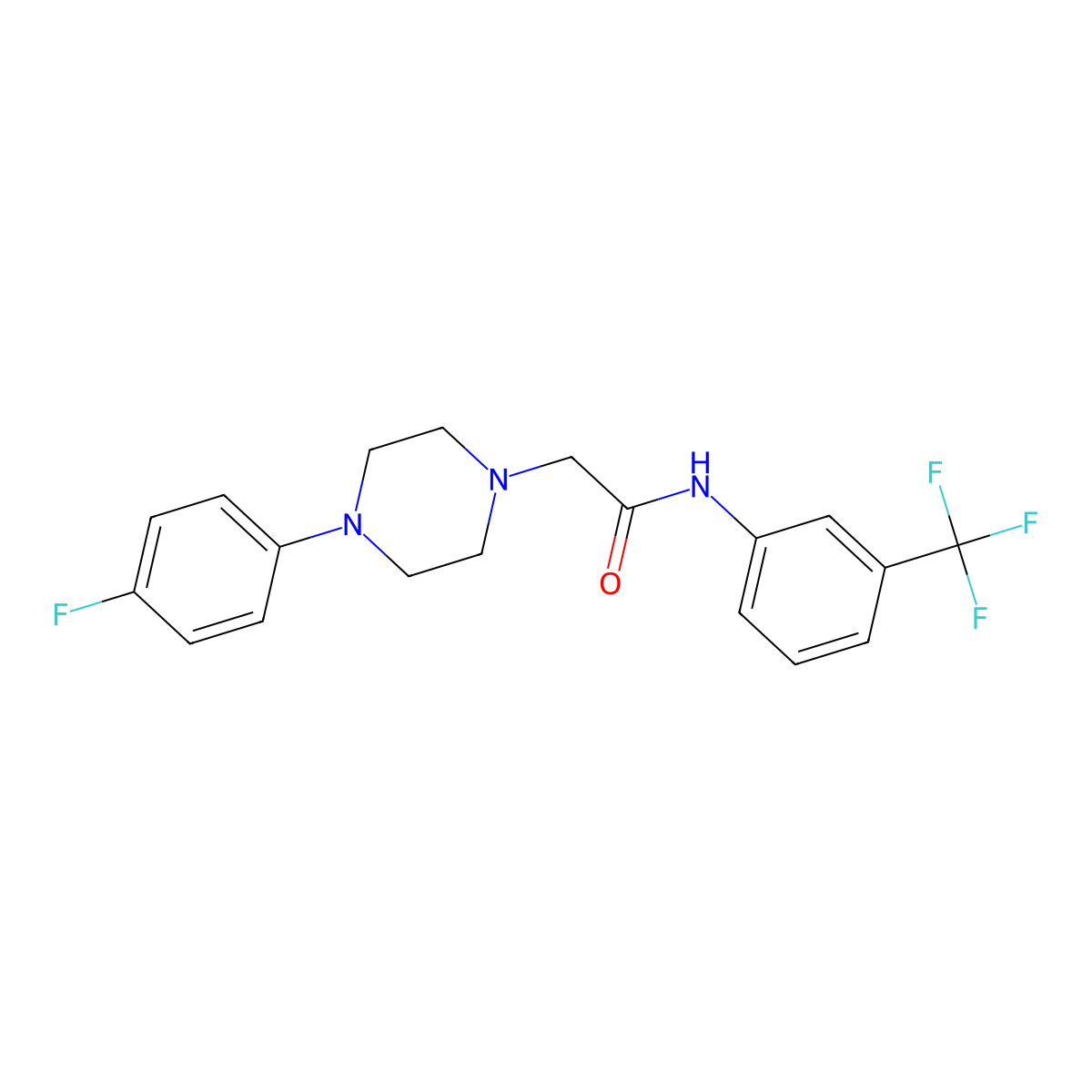 2-[4-(4-fluorophenyl)piperazin-1-yl]-N-[3-(trifluoromethyl)phenyl]acetamide molecular structure, CAS 329080-04-8
