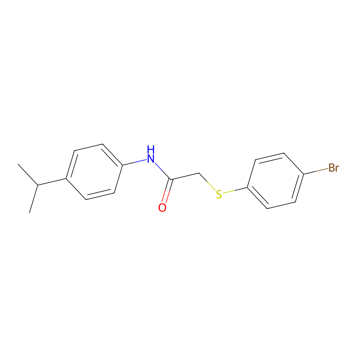 2-(4-bromophenylthio)-N-[4-(methylethyl)phenyl]acetamide molecular structure, CAS 329080-20-8
