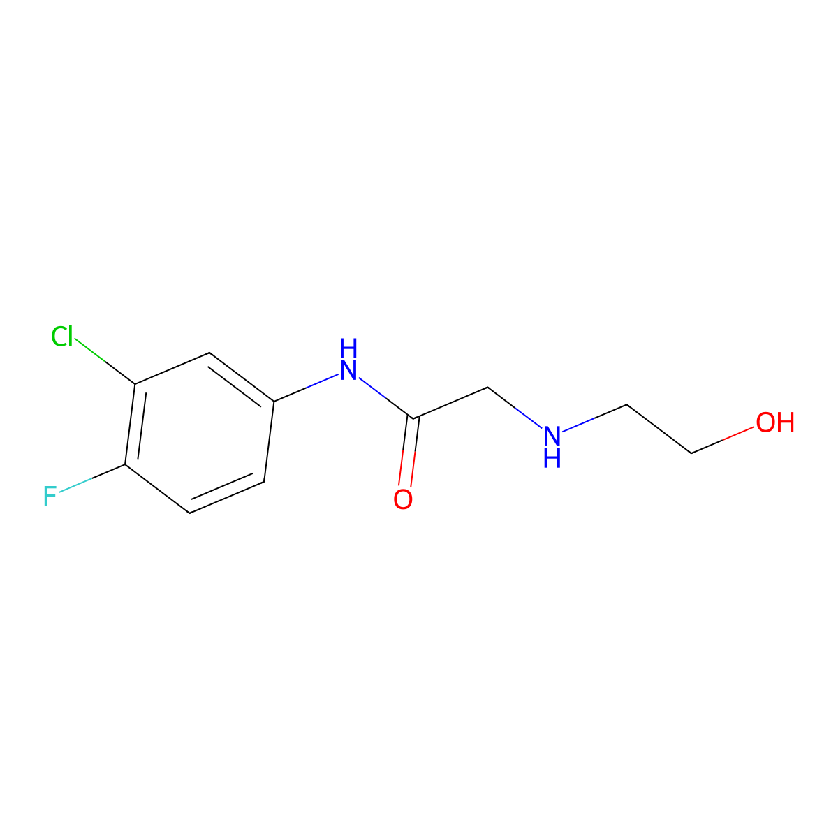 N-(3-chloro-4-fluorophenyl)-2-[(2-hydroxyethyl)amino]acetamide molecular structure, CAS 329080-22-0