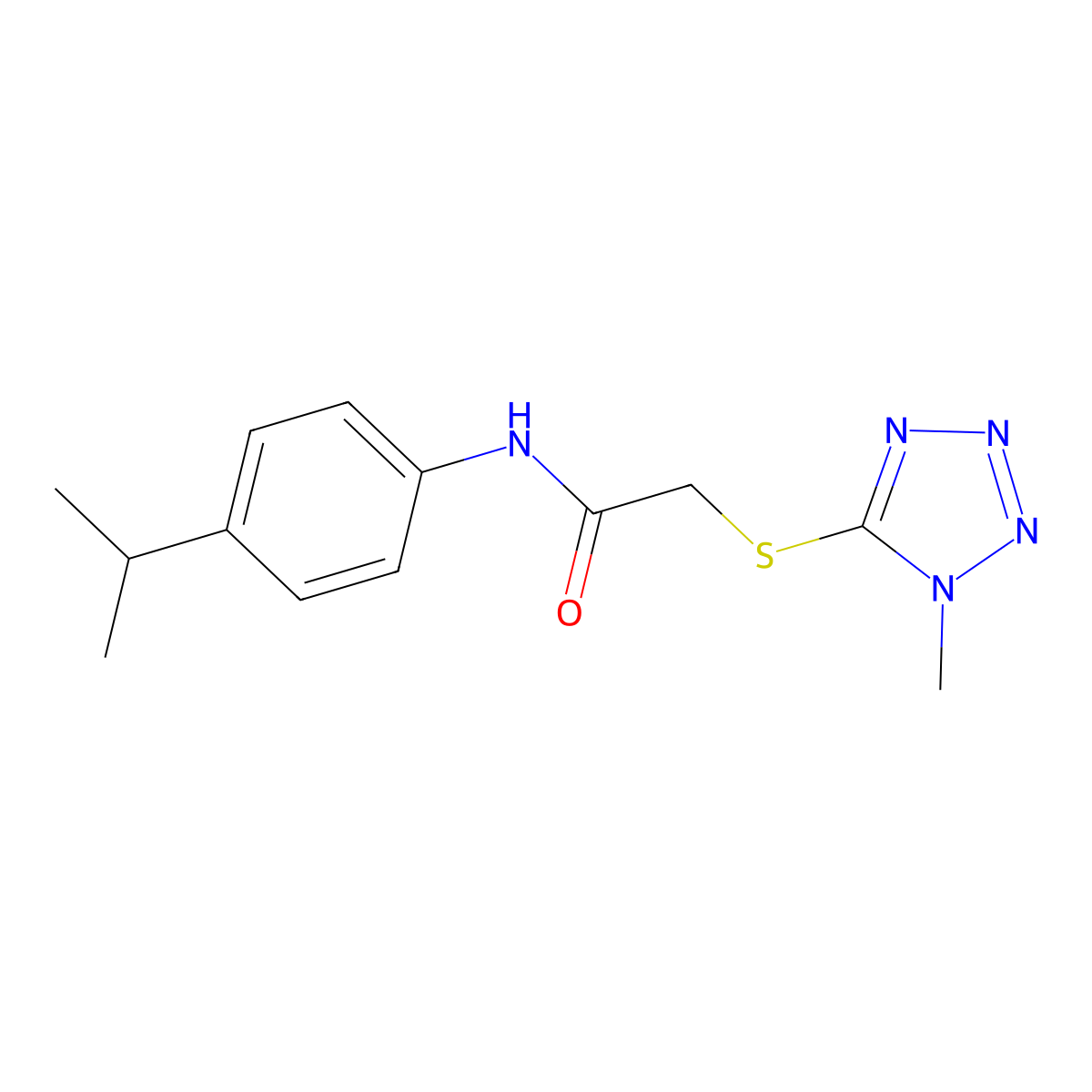 2-[(1-methyl-1H-1,2,3,4-tetrazol-5-yl)sulfanyl]-N-[4-(propan-2-yl)phenyl]acetamide molecular structure, CAS 329080-24-2