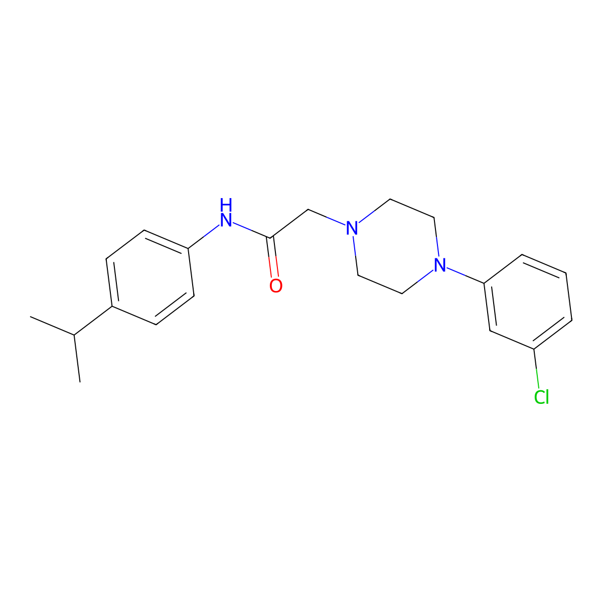 2-[4-(3-chlorophenyl)piperazin-1-yl]-N-(4-propan-2-ylphenyl)acetamide molecular structure, CAS 329080-26-4