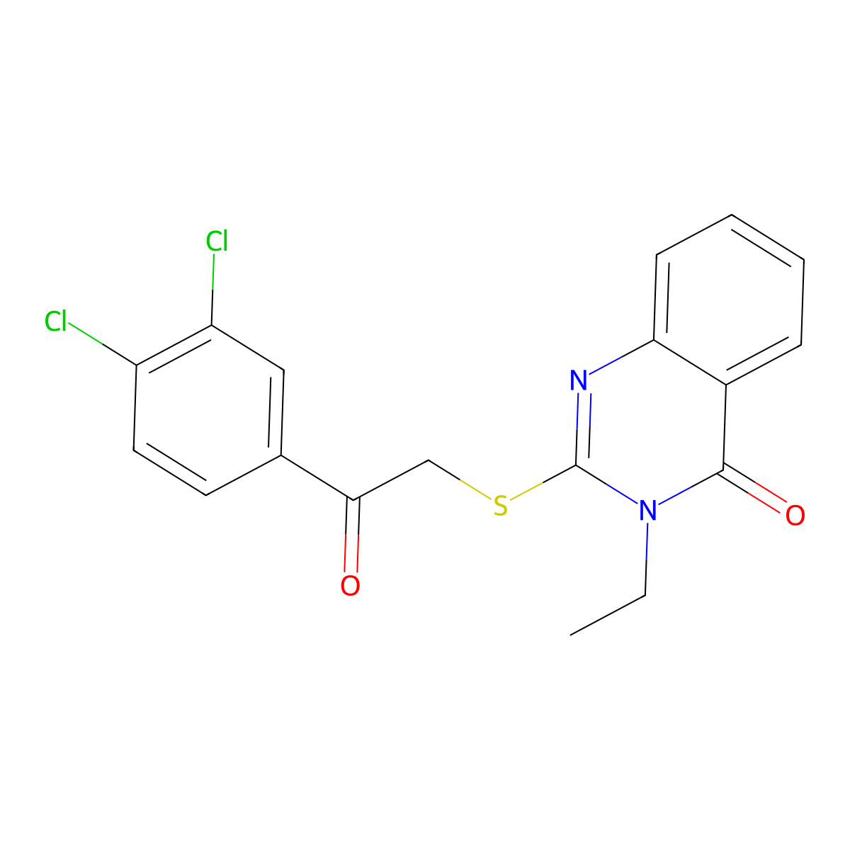 2-{[2-(3,4-Dichlorophenyl)-2-oxoethyl]sulfanyl}-3-ethyl-3,4-dihydroquinazolin-4-one molecular structure, CAS 329080-29-7